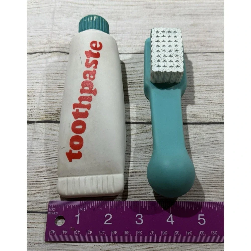 Vintage 1979 The First Years Squeaky Bath Toys Toothpaste & Toothbrush Tub37